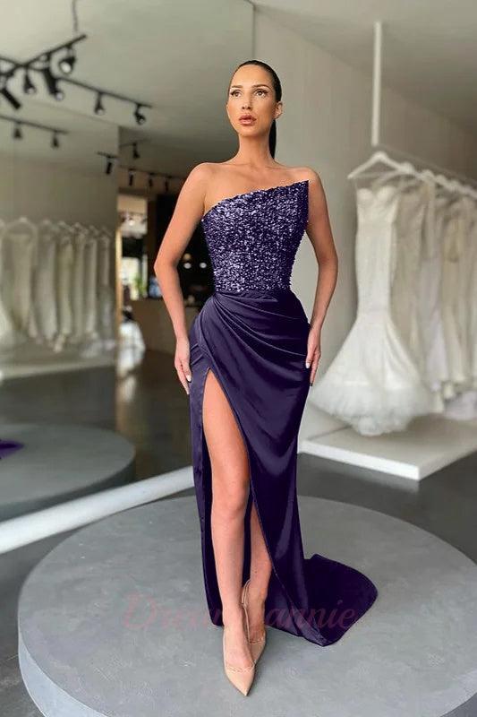 Gorgeous Green Sequins Long Prom Dress With Split