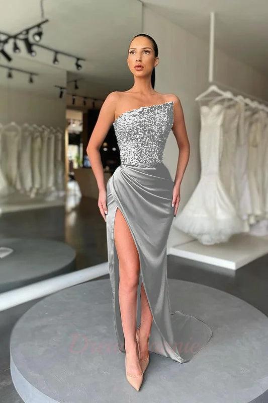 Gorgeous Green Sequins Long Prom Dress With Split