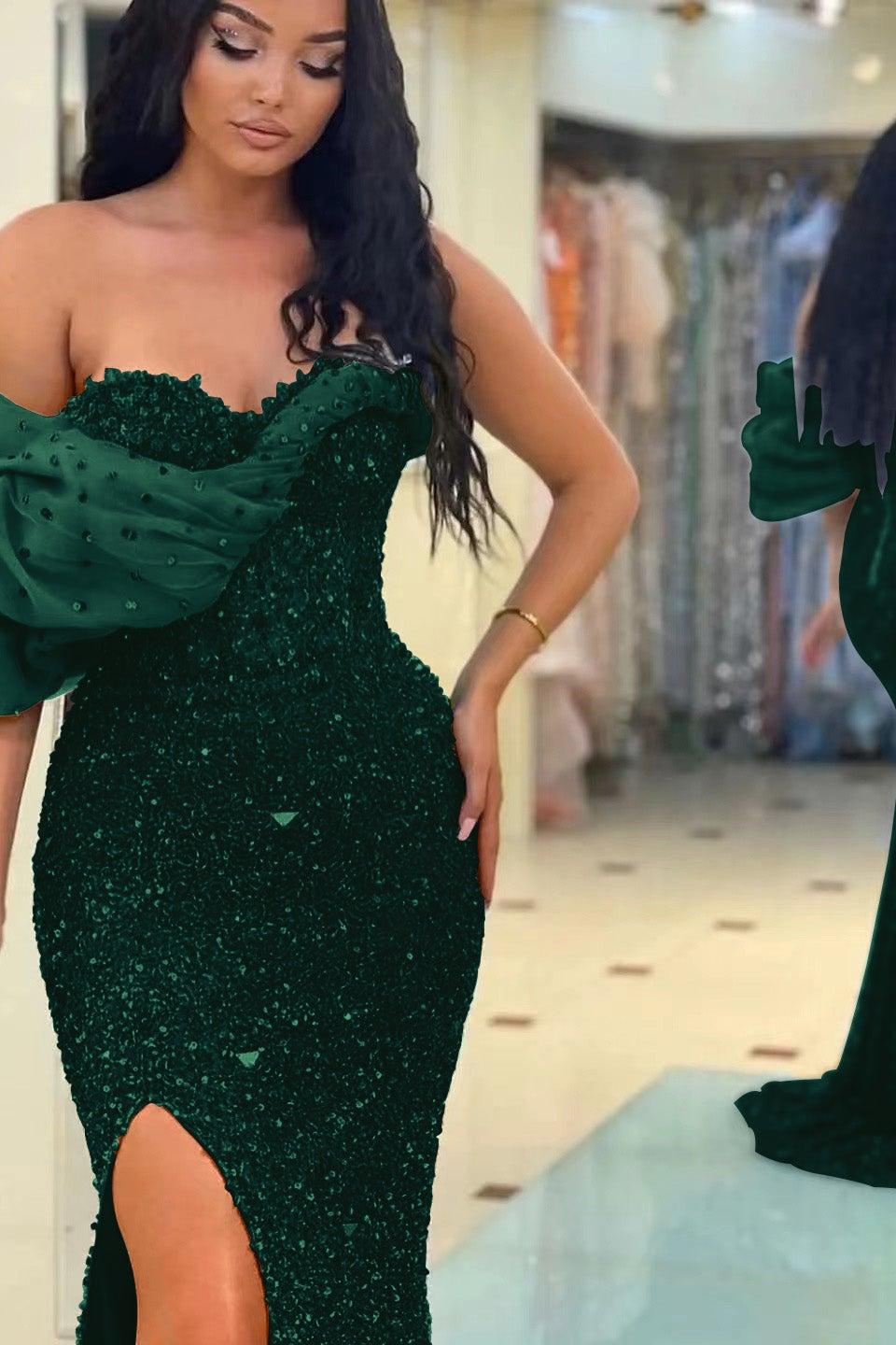 Gorgeous Off The Shoulder One Shoulder Sweetheart Mermaid Evening Dress with Sequins