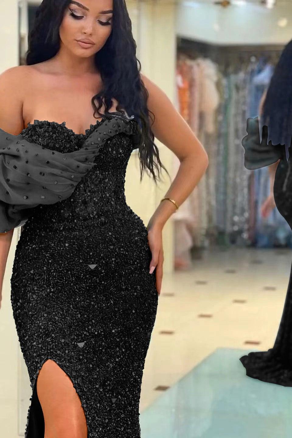 Gorgeous Off The Shoulder One Shoulder Sweetheart Mermaid Evening Dress with Sequins
