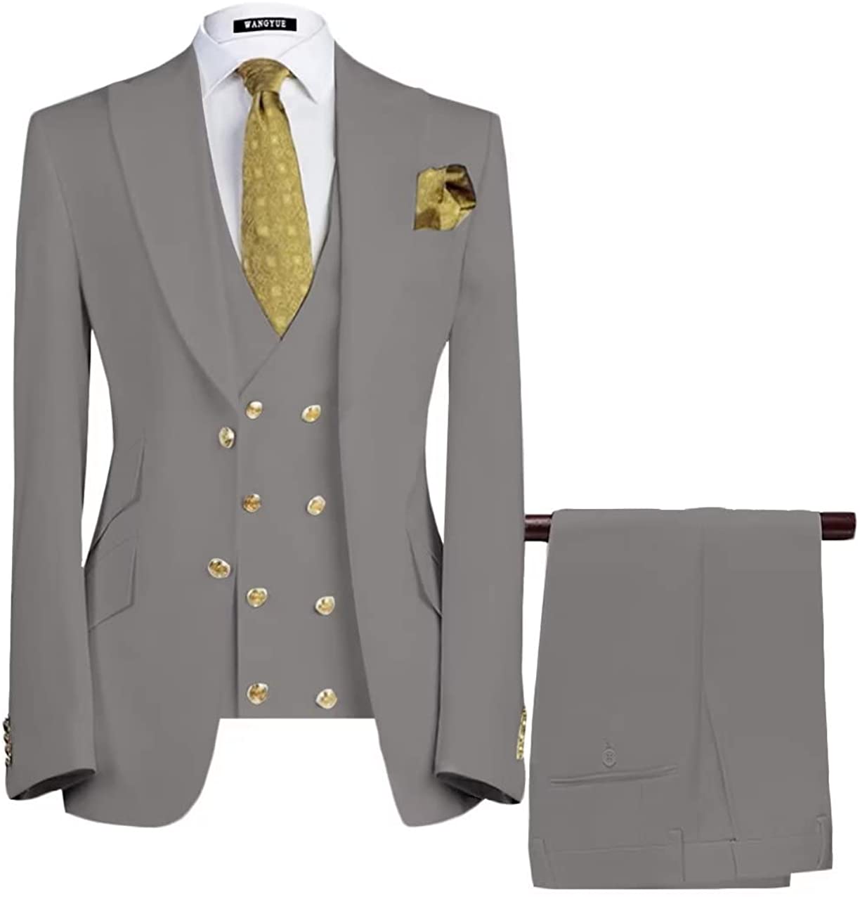 Gray 3 Piece Single Breasted Business Men's Suit