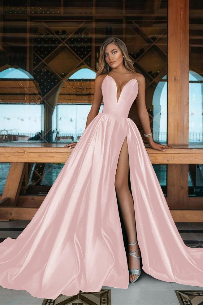 Green A Line Prom Dress Sleeveless Sweetheart Satin Evening Dress