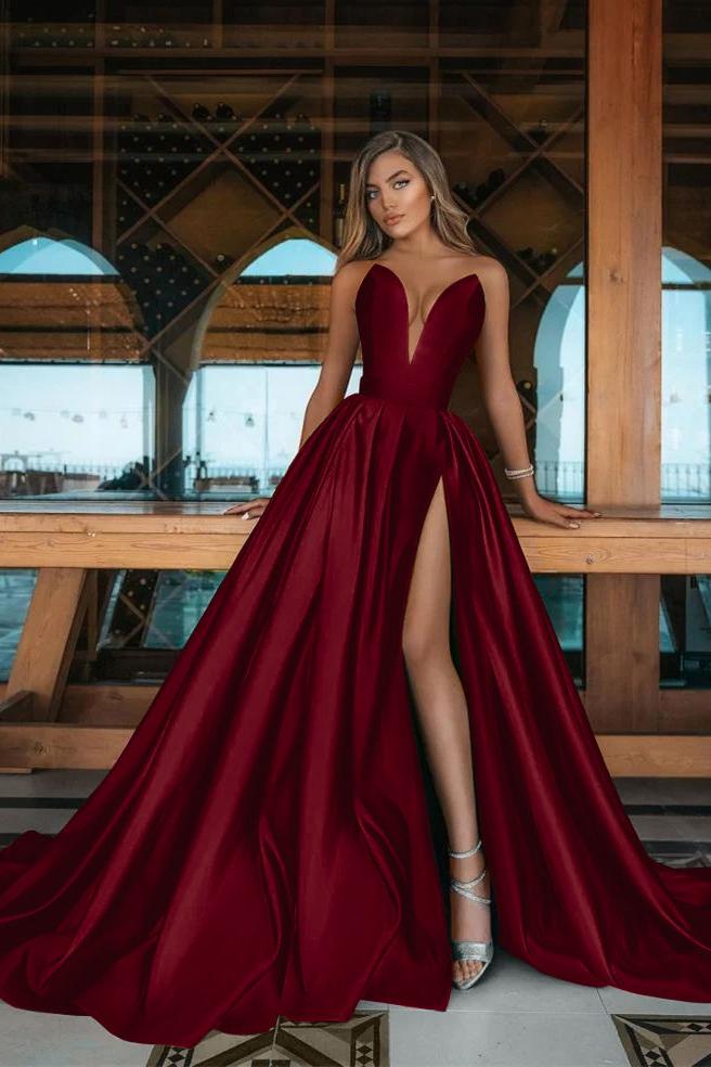 Green A Line Prom Dress Sleeveless Sweetheart Satin Evening Dress