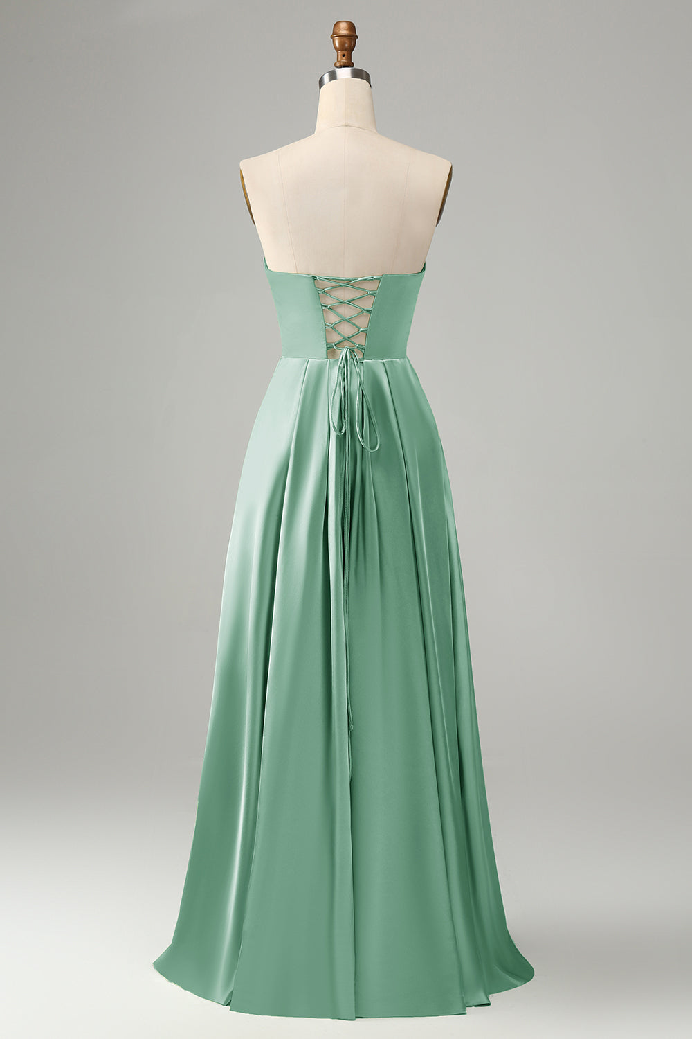 Green Keyhole Wedding Guest Dress A Line Sweetheart Long Prom Dress With Slit