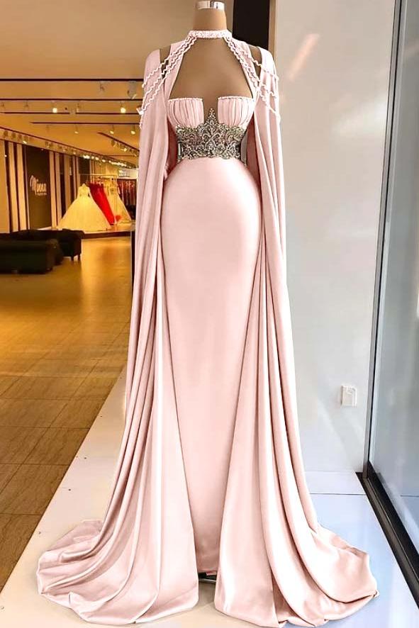 Green Mermaid Prom Dress Halter Neck Beaded Evening Dress