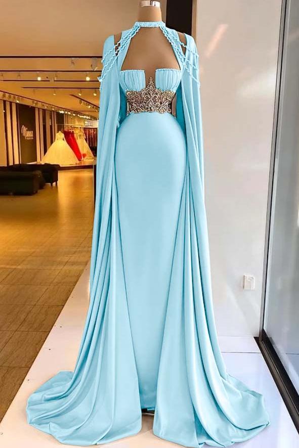 Green Mermaid Prom Dress Halter Neck Beaded Evening Dress