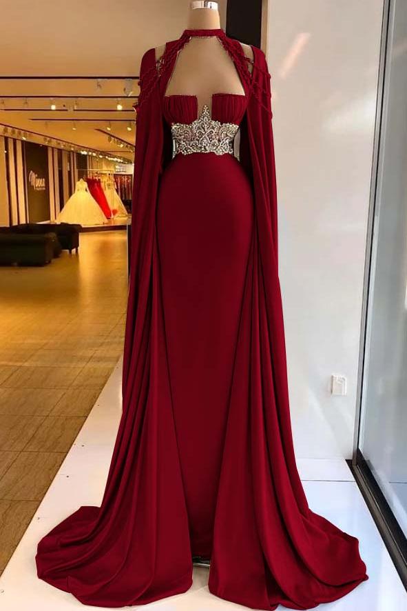 Green Mermaid Prom Dress Halter Neck Beaded Evening Dress