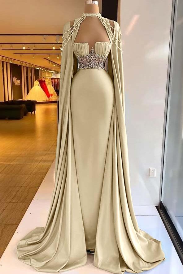 Green Mermaid Prom Dress Halter Neck Beaded Evening Dress