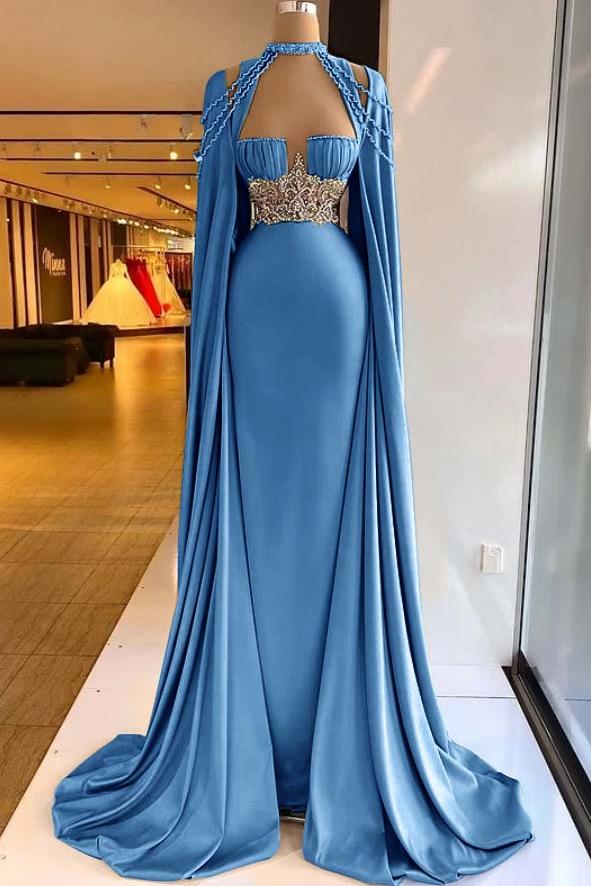 Green Mermaid Prom Dress Halter Neck Beaded Evening Dress