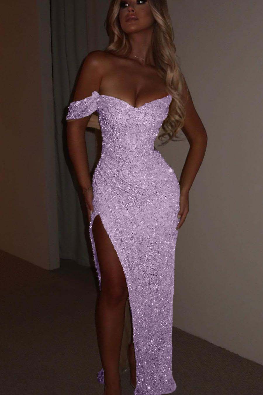 Green Mermaid Prom Dress One Shoulder Sequined Evening Dress