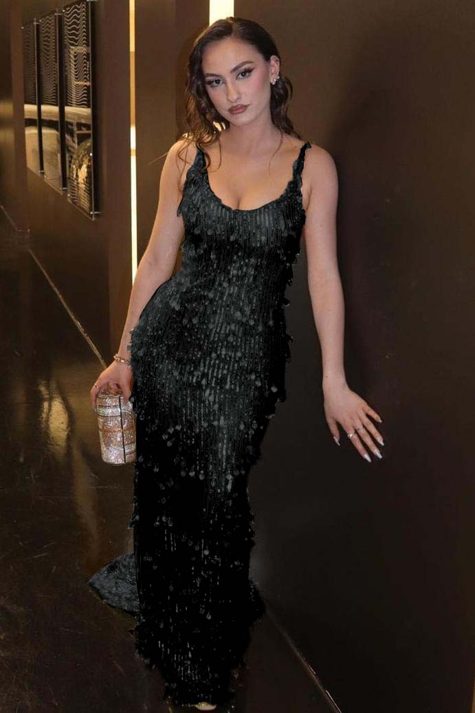 Green Mermaid Prom Dress Sleeveless Scoop Neck Sequined Evening Dress
