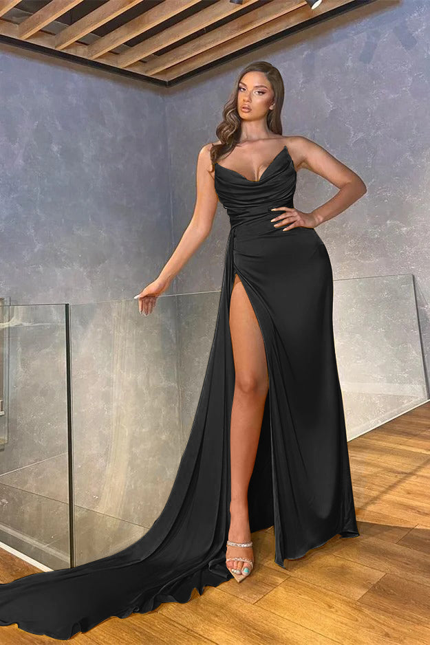 Green Mermaid Prom Dress Sleeveless Strapless Satin Evening Dress