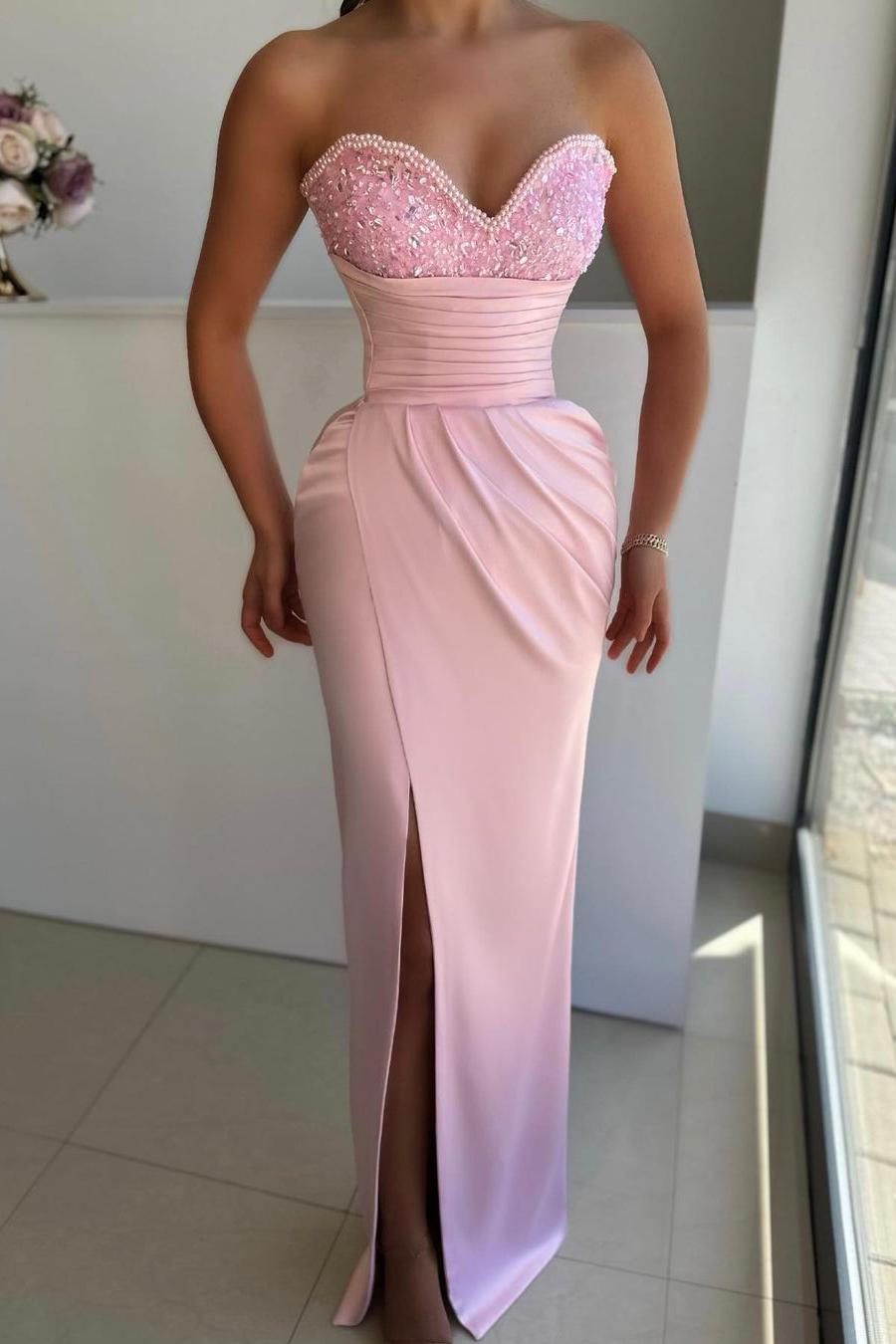 Green Mermaid Prom Dress Sleeveless Sweetheart Beaded Evening Dress