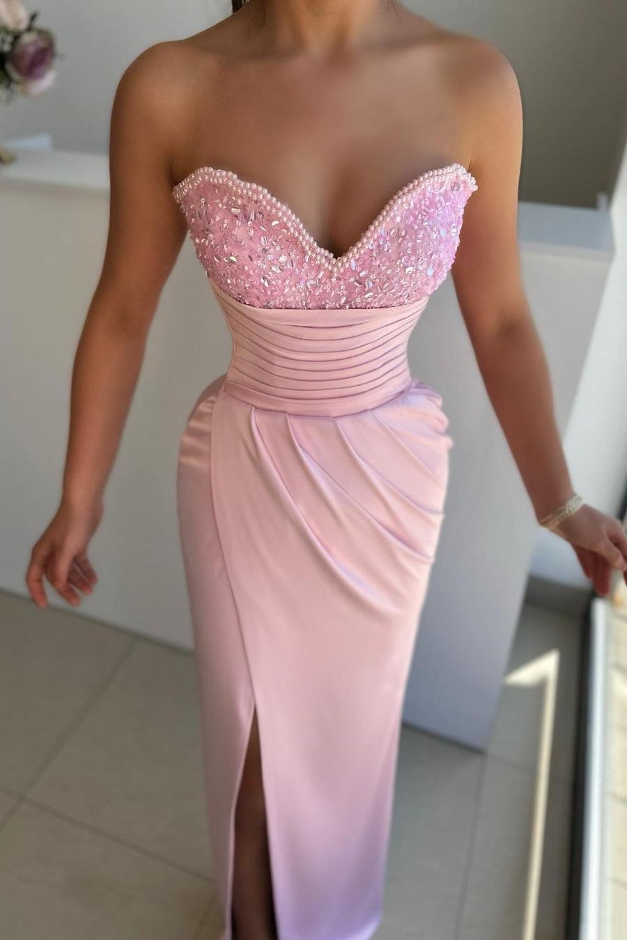 Green Mermaid Prom Dress Sleeveless Sweetheart Beaded Evening Dress