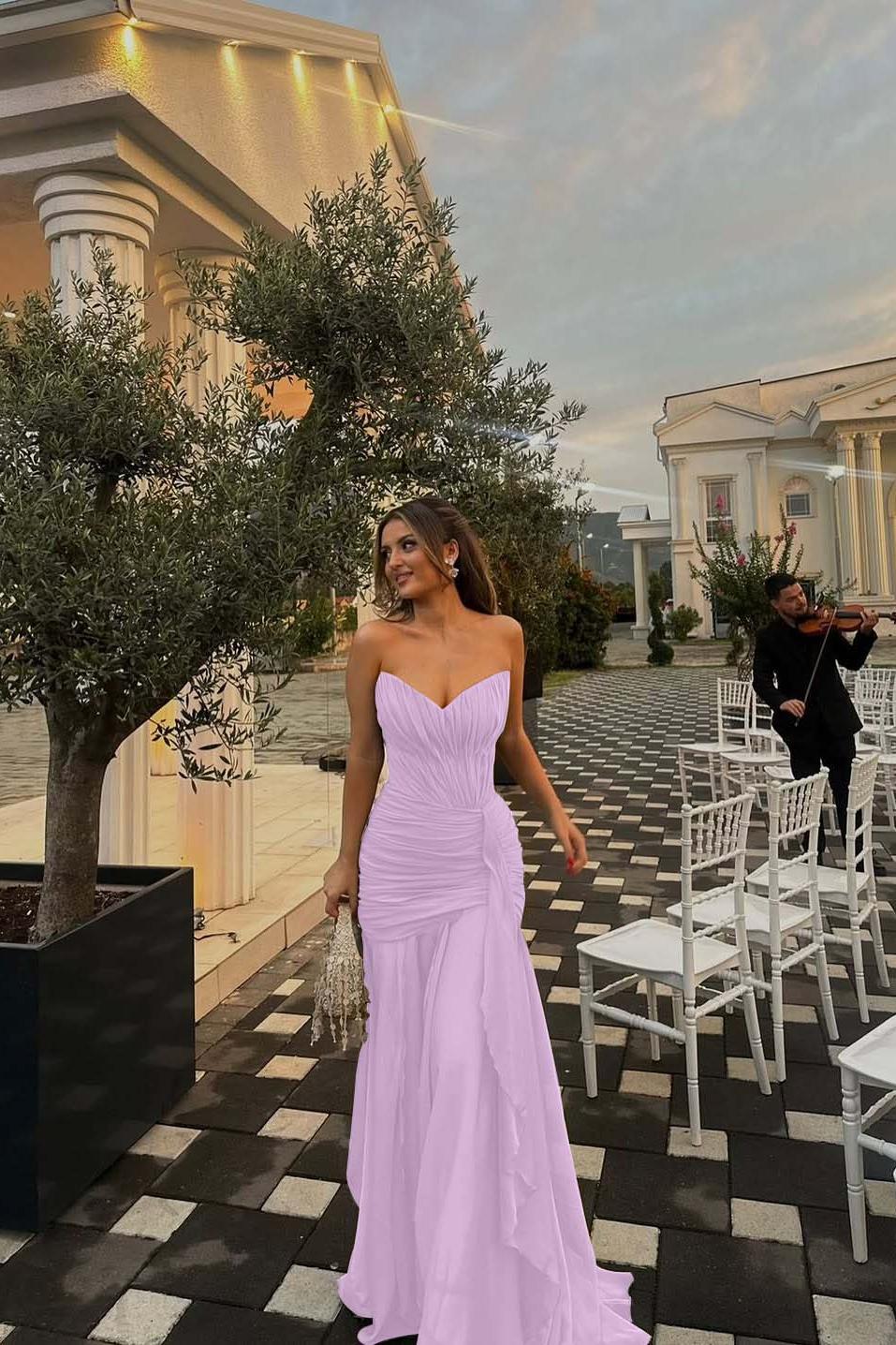 Green Mermaid Prom Dress Sleeveless Sweetheart Ruffled Evening Dress