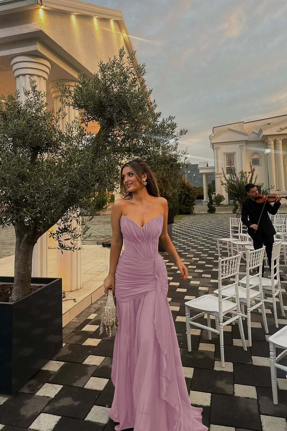 Green Mermaid Prom Dress Sleeveless Sweetheart Ruffled Evening Dress
