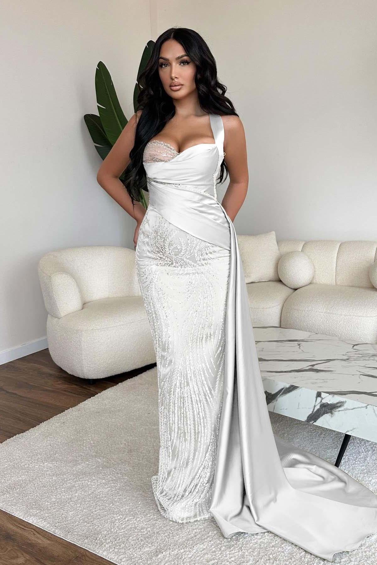 Green Mermaid Prom Dress Sweetheart Sequined Evening Dress