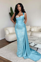 Green Mermaid Prom Dress Sweetheart Sequined Evening Dress