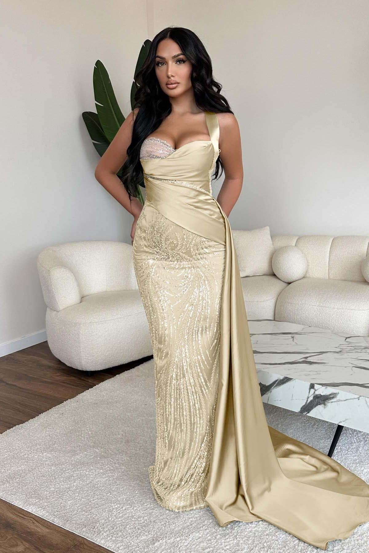 Green Mermaid Prom Dress Sweetheart Sequined Evening Dress