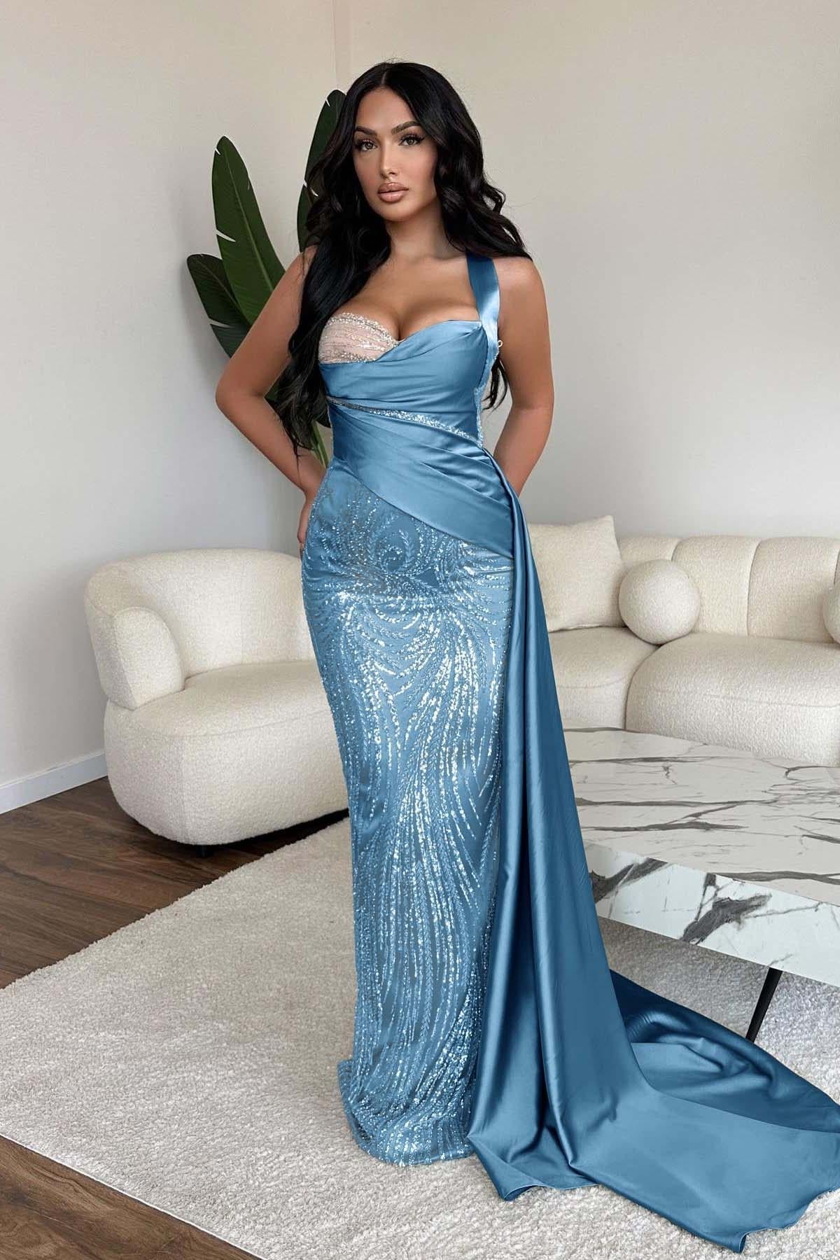 Green Mermaid Prom Dress Sweetheart Sequined Evening Dress
