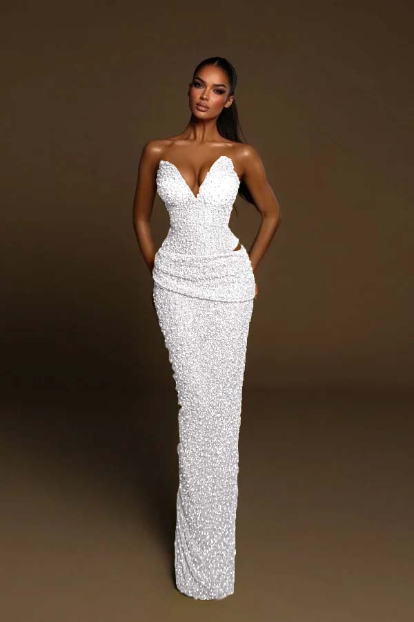 Green Mermaid Prom Dress Sweetheart Sleeveless Sequined Evening Dress