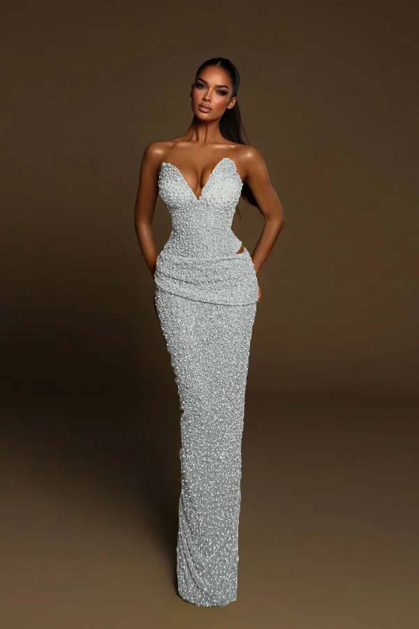 Green Mermaid Prom Dress Sweetheart Sleeveless Sequined Evening Dress