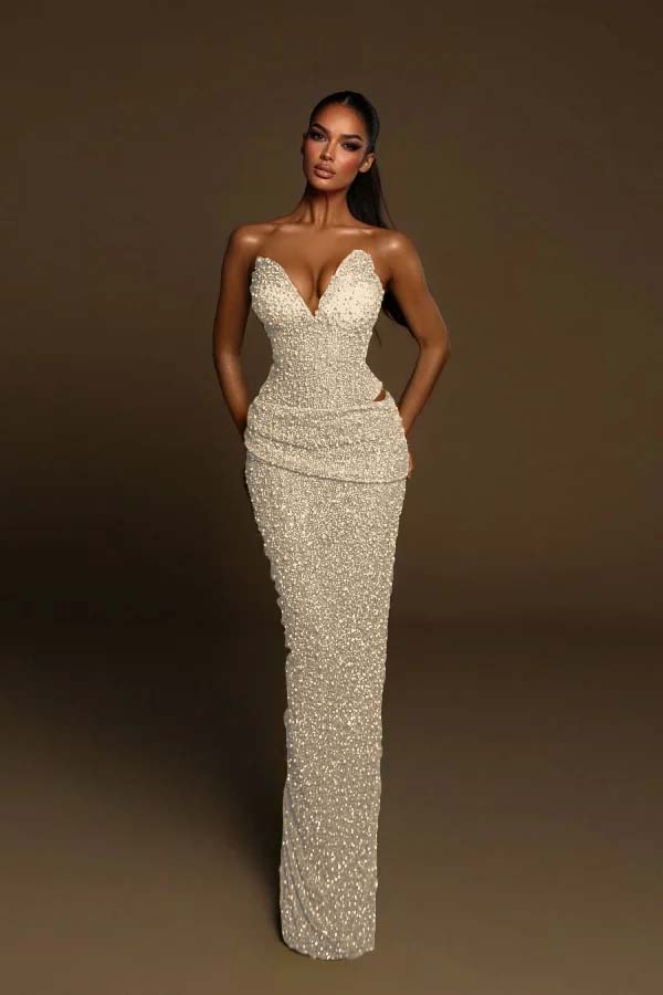 Green Mermaid Prom Dress Sweetheart Sleeveless Sequined Evening Dress
