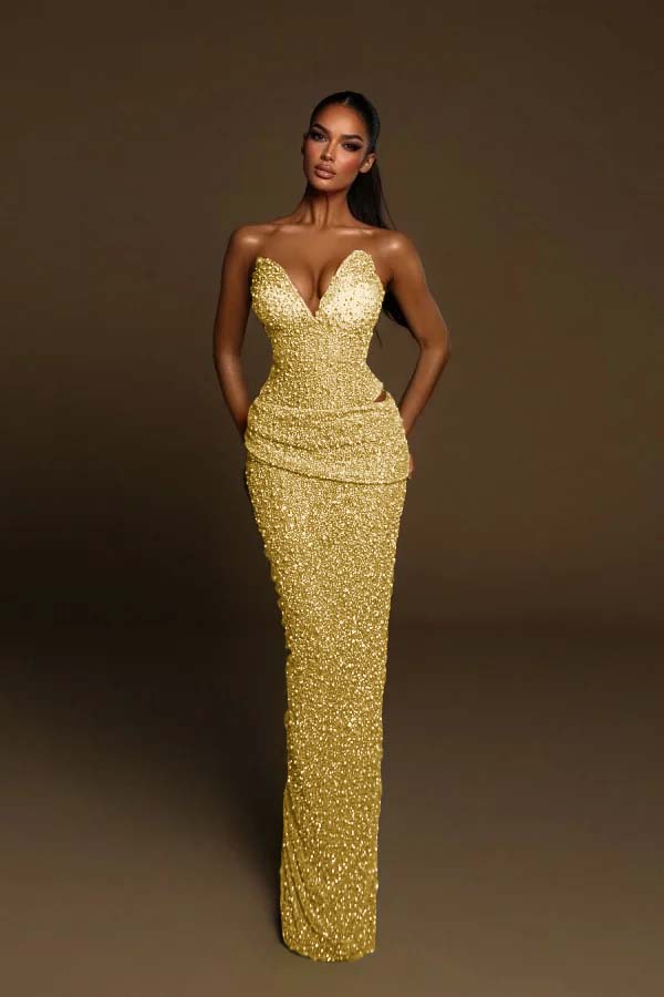 Green Mermaid Prom Dress Sweetheart Sleeveless Sequined Evening Dress