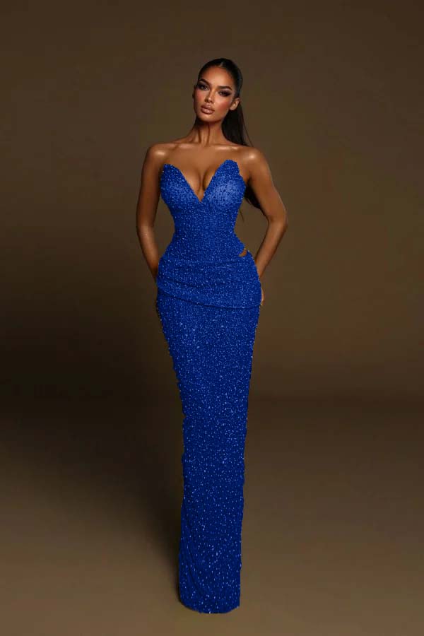 Green Mermaid Prom Dress Sweetheart Sleeveless Sequined Evening Dress