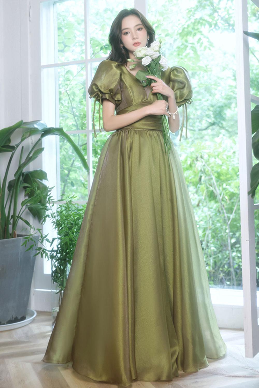 Green Prom Dress Tulle Long Evening Dress