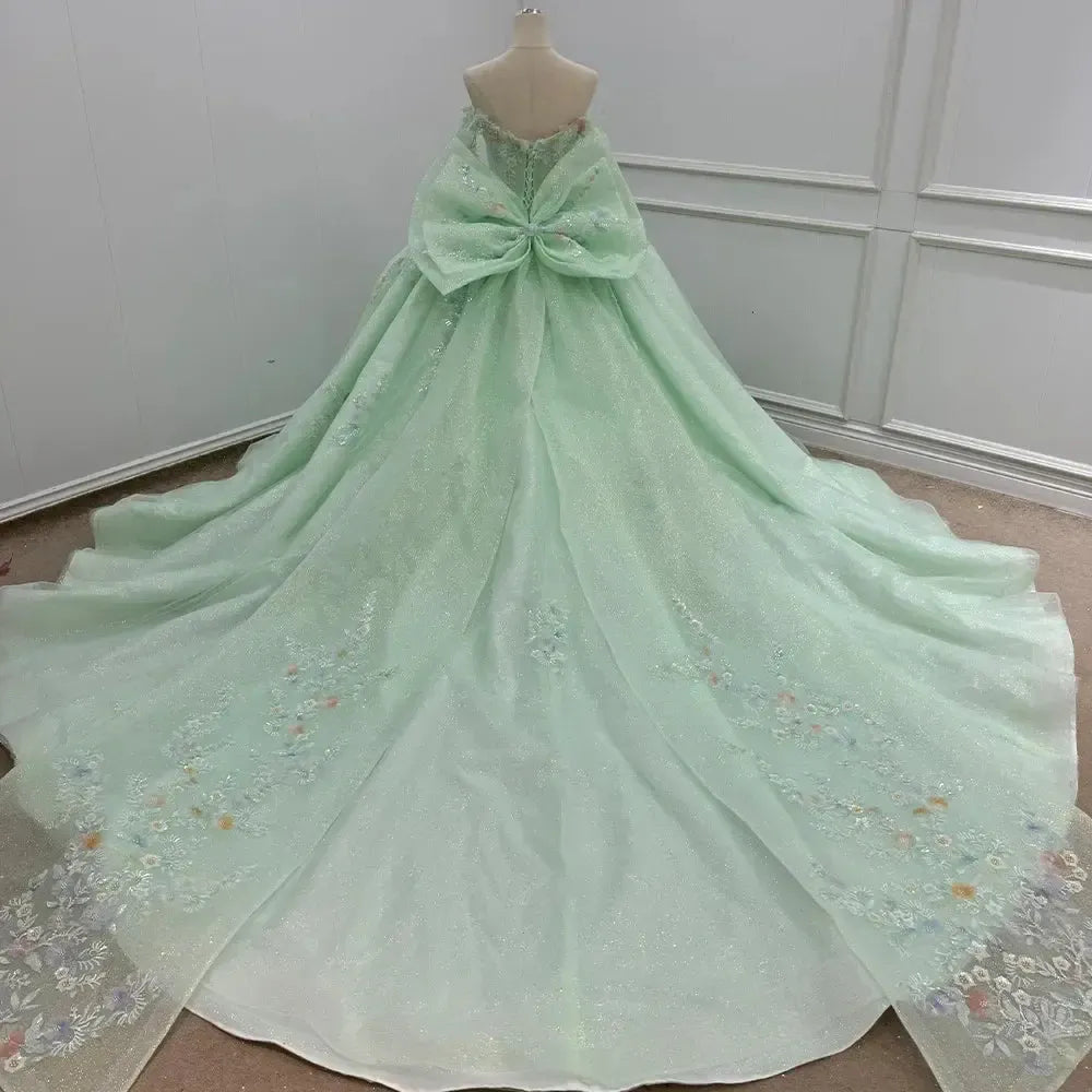 Green Quinceanera Dress Party Beading Ball Gown Bridal Dress