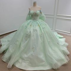 Green Quinceanera Dress Party Beading Ball Gown Bridal Dress