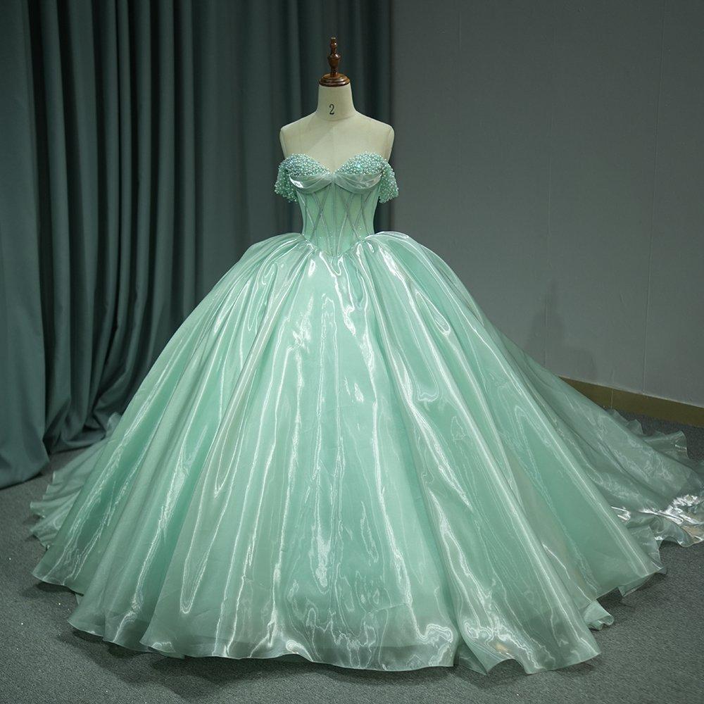 Green Quinceanera Dress Sweet 15 Evening Dress Crystal Sleeveless Ball Gown