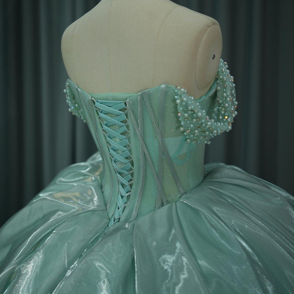 Green Quinceanera Dress Sweet 15 Evening Dress Crystal Sleeveless Ball Gown