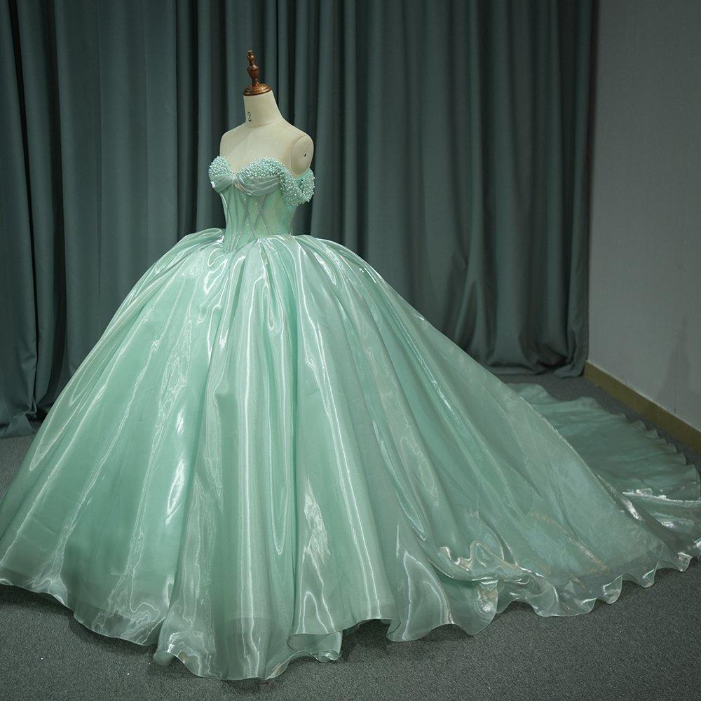 Green Quinceanera Dress Sweet 15 Evening Dress Crystal Sleeveless Ball Gown