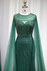 Green Sheath/Column Prom Dress Beaded Evening Dress