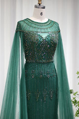 Green Sheath/Column Prom Dress Beaded Evening Dress
