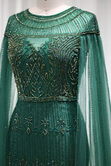 Green Sheath/Column Prom Dress Beaded Evening Dress