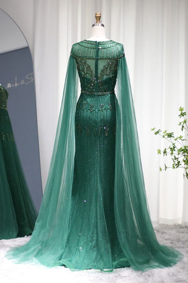 Green Sheath/Column Prom Dress Beaded Evening Dress