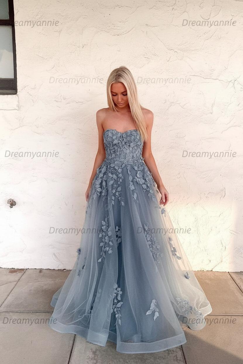 Orange Prom Dress Sweetheart Long Evening Dress with Appliques