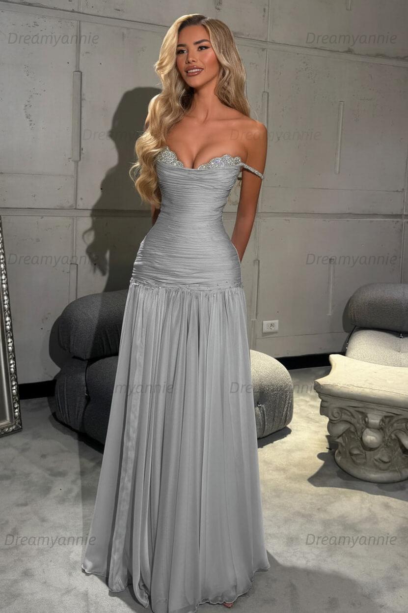 Mint Green Off The Shoulder Prom Dress A Line Formal Evening Gown
