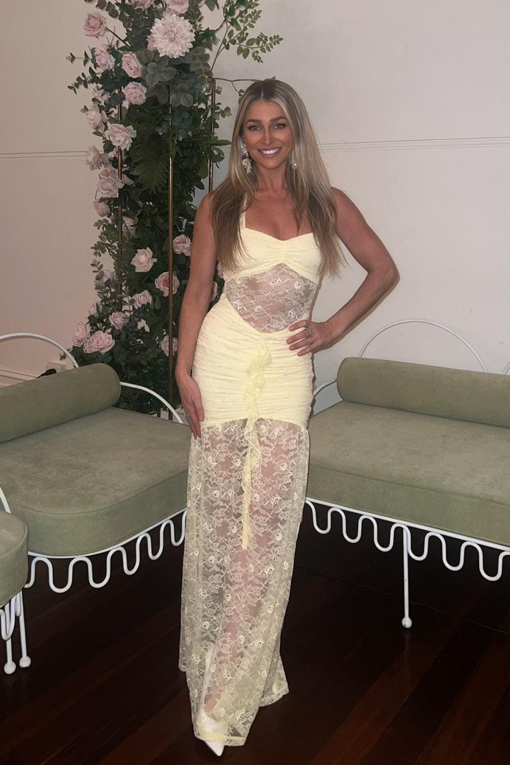 Halter Neck Prom Dress With Corset Top And Sheer Lace Long Skirt Formal Evening Gown