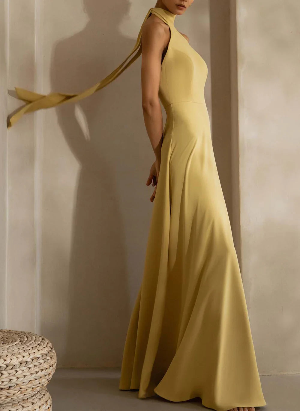 High Neck Halter Wedding Guest Dresses Backless Formal Bridesmaid Dress