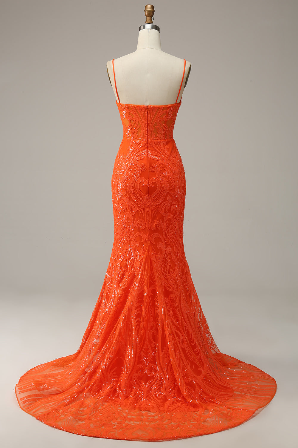 Hot Pink Prom Dress Spaghetti Straps Mermaid Evening Dress