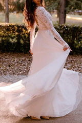 Ivory A-Line Beach Wedding Dress Backless Floor Length Bridal Dress