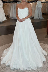 Ivory Beach Wedding Dress Strapless A Line Bridal Dress