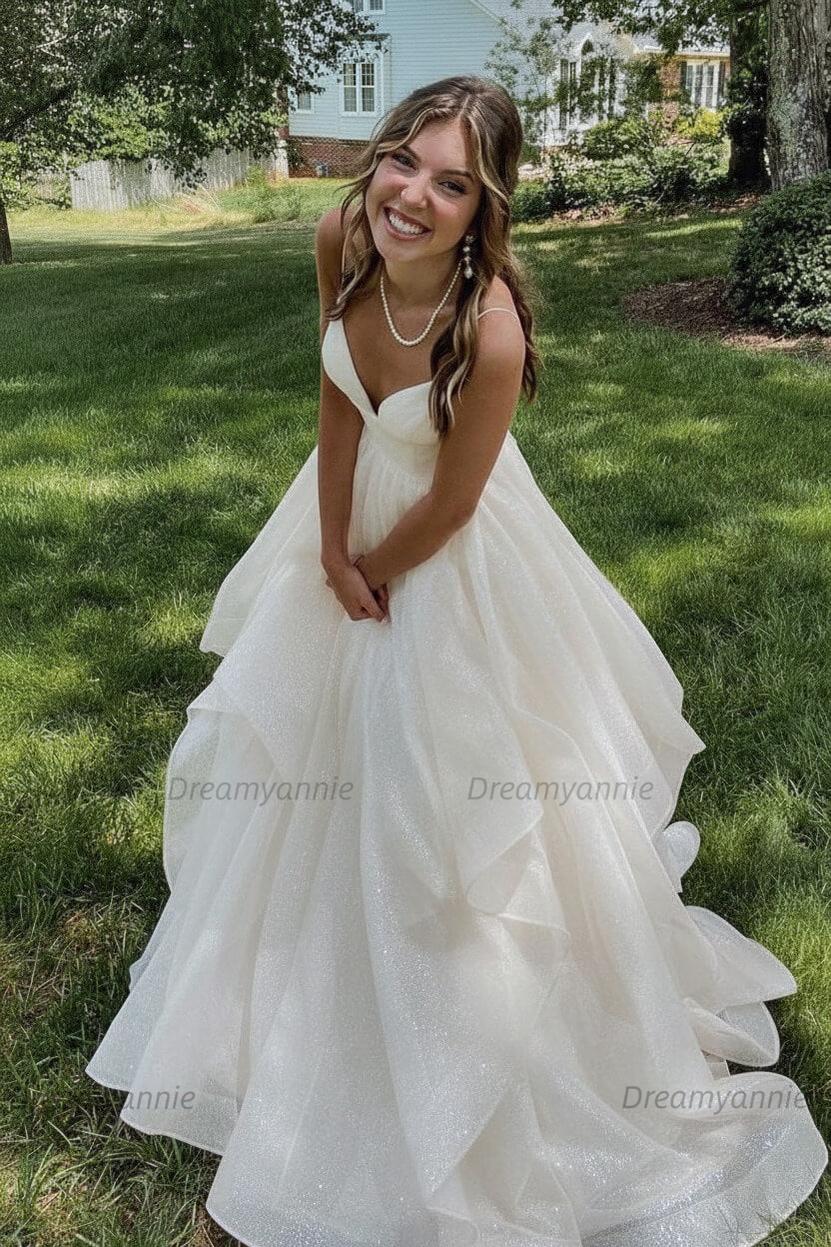 Pink Prom Dress V Neck Tulle Long Formal Evening Dress