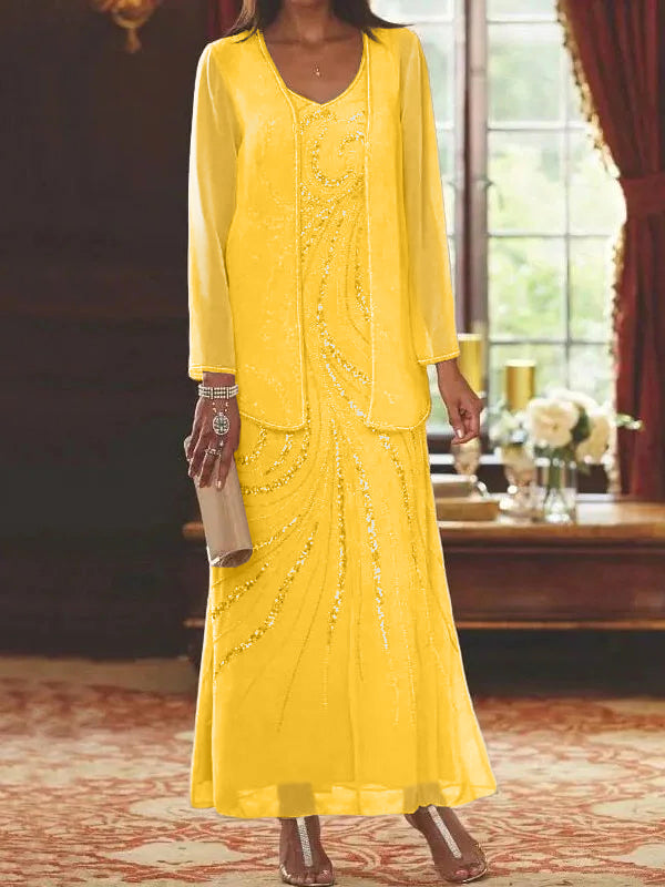 Jacketed Mother of the Bride & Groom Sheath/Column Dresses with Sequins
