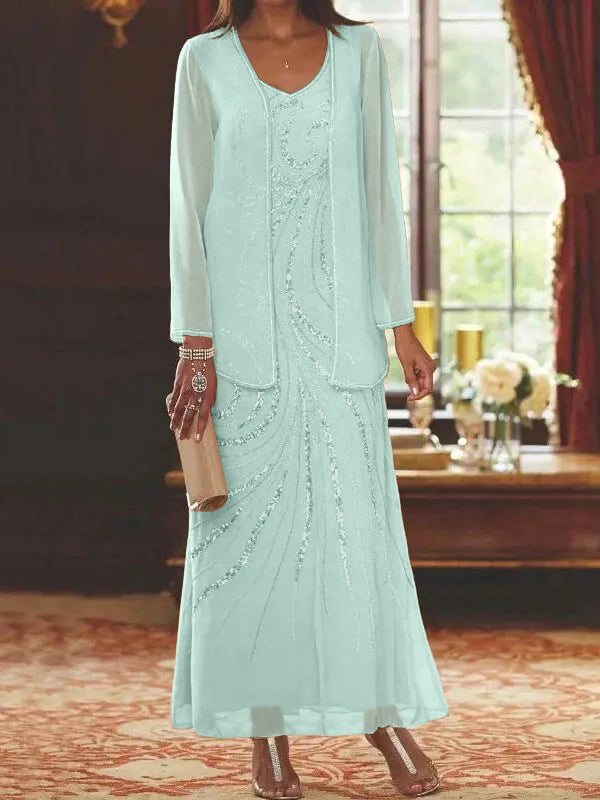 Jacketed Mother of the Bride & Groom Sheath/Column Dresses with Sequins