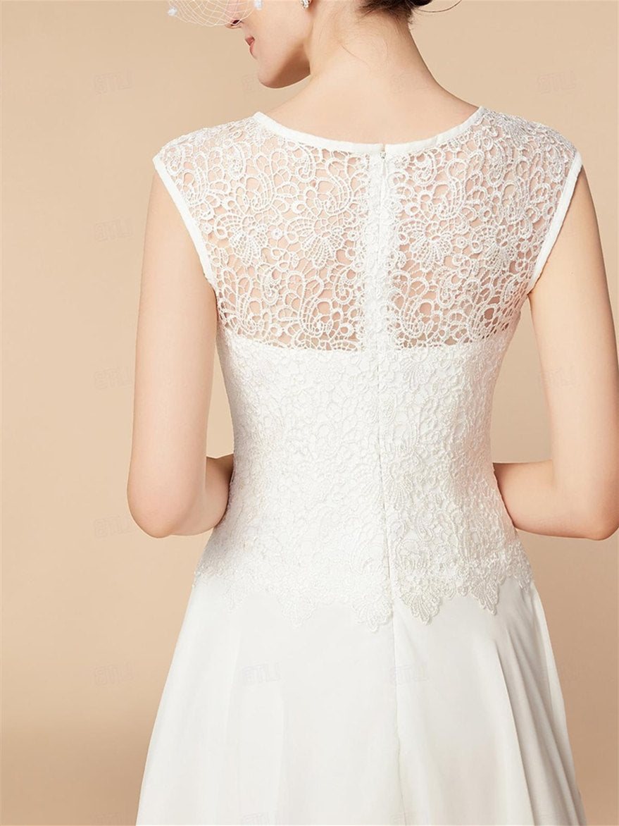 Knee-Length Mother of the Bride A-Line Dress with 3/4 Sleeves and Wraps